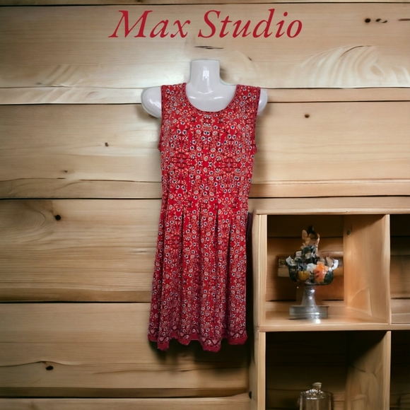 Max Studio!! Designer Red Floral Midi Dress!! 💖 A Just-Jen Fav!!💖 - Picture 10 of 14